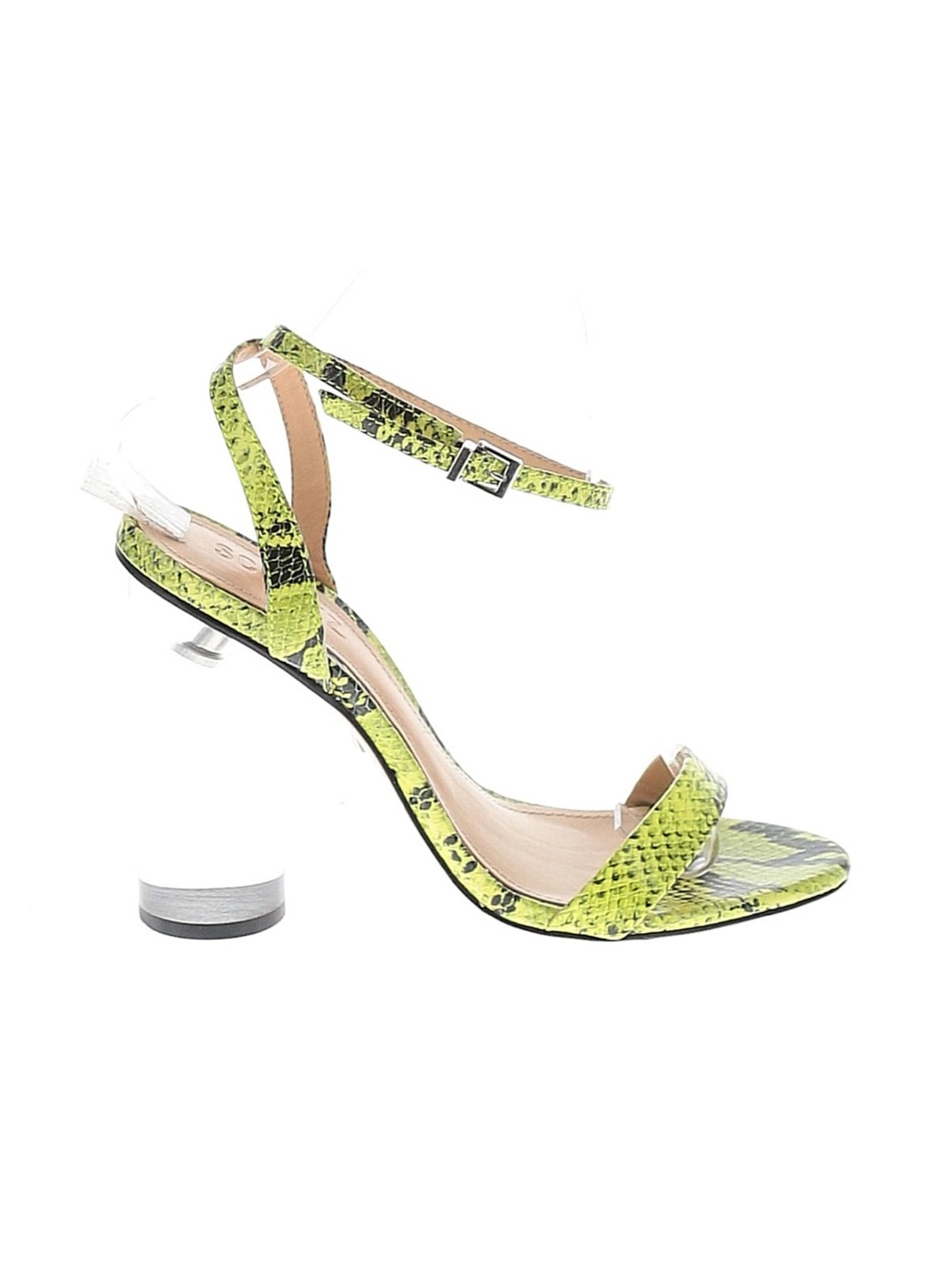 SCHUTZ Lime Snake-Print Ankle Strap Sandal